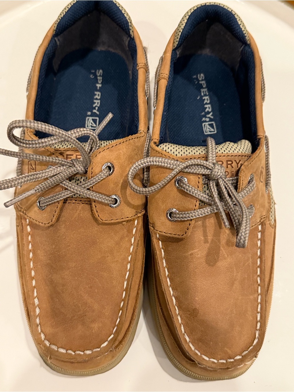 Sperry Top-Sider Men’s Size 7 Boat Shoes Leather Slip-On Deck Shoes Runs Large